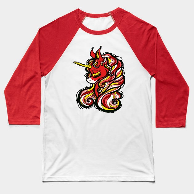 Kansas City Football Unicorn Baseball T-Shirt by Jan Grackle